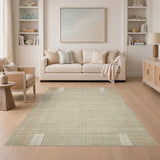 Beige Brown Striped Woven Area Rug