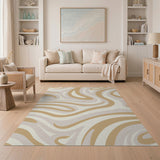 Beige and Neutral Abstract Area Beige Swirl Abstract Area Rug