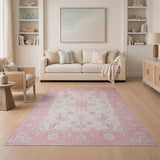 Pink Traditional Persian Blush Pink Persian Floral Area Rug