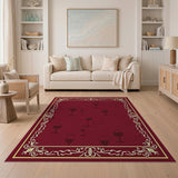 Elegant Wine Glass Silhouettes Red Area Rug