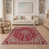 Red Traditional Persian Rug with Ornate Floral Medallion