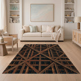 Rusty Industrial Grid Geometric Area Rug