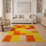 Vibrant Geometric Orange Yellow Area Rug