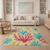 Vibrant Coral Reef Coastal Area Rug