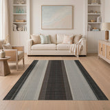 Geometric Modern Striped Modern Grey Striped Woven Area Rug