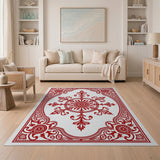 Red Elegant Red Ornate Medallion Rug