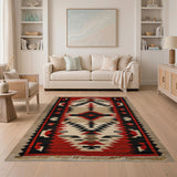 Bold Red Southwestern Geometric Area Rug