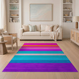 Geometric Modern Multi-color and Patterns Vibrant Multi-Color Striped Area Rug