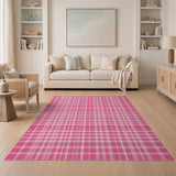 Geometric Modern Gingham Pink Gingham Checkered Area Rug