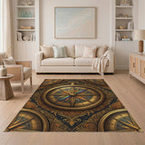 Antique Gold Compass Area Rug