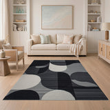 Geometric Abstract Black White Area Rug