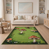 Whimsical Toadstool Meadow Green Area Rug