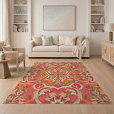 Vibrant Orange Floral Persian Rug