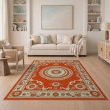 Vibrant Red Persian Medallion Traditional Persian Area Rug