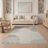 Abstract Grey Blob and Dot Area Rug