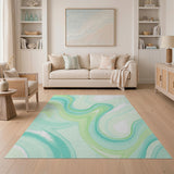 Teal Mint Swirl Abstract Area Rug
