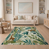 Whimsical Jungle Animals Green Area Rug
