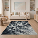 Stellar Nebula Swirl Black White Area Rug