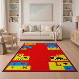 Vibrant Kids Cartoon Elephant Dino Area Rug