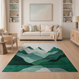 Layered Green Peaks Mountain Rug