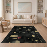 Black Gold Geometric Abstract Area Rug