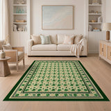 Floral Vintage Green Green Shamrock Clover Area Rug
