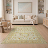 Gold and Silver Cream Gold Traditional Persian Area Rug