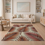 Orange Burnt Orange Palm Frond Area Rug