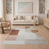 Beige and Neutral Geometric Modern Modern Geometric Abstract Beige Area Rug