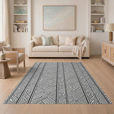 Black and White Intricate Black White Geometric Maze Rug