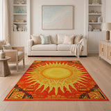 Fiery Sunburst Southwestern Area Rug