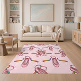 Pink Ballet Shoes Washable Area Rug