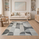Modern Grey Geometric Abstract Grey Area Rug