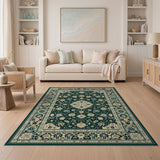 Dark Green Persian Medallion Area Rug