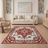 Red Ornate Red Mandala Persian Rug