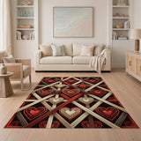 Ornate Red Heart Trellis Area Rug