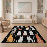 Kids Cartoon Whimsical Cartoon Cats Area Rug