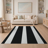 Stripe Bold Black White Vertical Stripe Area Rug