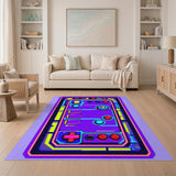 Neon Purple Retro Game Controller Area Rug