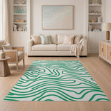 Organic Green Wave Abstract Area Rug