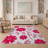 Vibrant Pink Daisy Floral Floral Vintage Area Rug