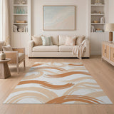Beige Abstract Brush Stroke Area Rug