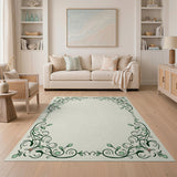Ornate Green Vine Butterfly Floral Rug