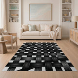 Geometric Modern Black White Woven Geometric Area Rug