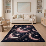 Luminous Pink Crescent Moons Night Sky Rug