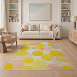 Sunny Yellow Circle Abstract Area Rug