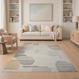Abstract Geometric Area Rug in Beige Grey Tan