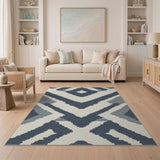 Navy Diamond Ikat Geometric Area Rug