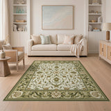 Cream Sage Green Floral Persian Area Rug