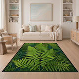 Floral Vintage Lush Fern Grove Green Area Rug